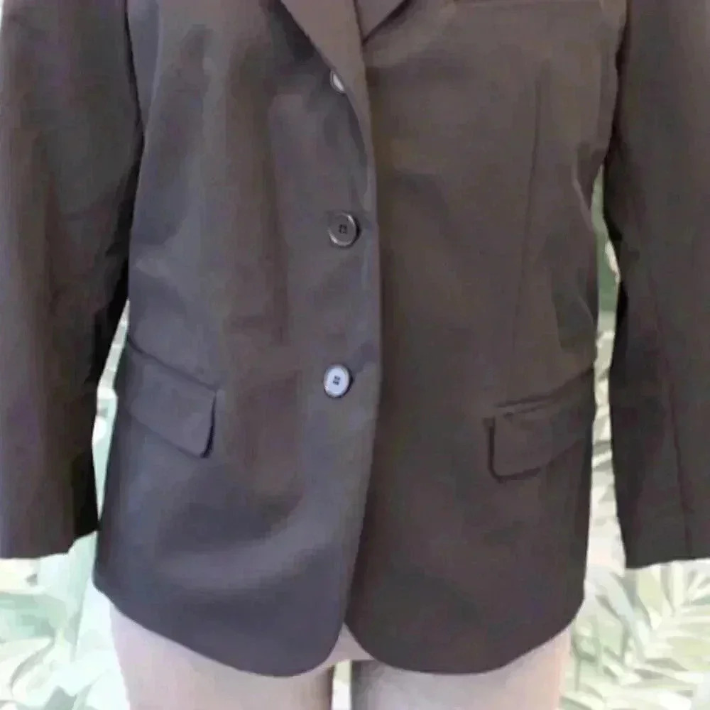 Vtg Women's DKNY Black Blazer 3/4 Sleeve Nylon Blend Career Business Jacket 10 - Picture 3 of 5